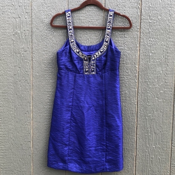 Laundry by Shelli Segal blue bling dress size 6 - Picture 1 of 13